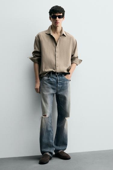 MOCASÍN PIEL - Gris Topo de Zara