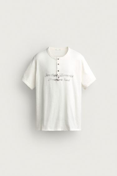 WASHED HENLEY T-SHIRT - Light beige by Zara