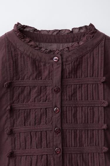 პერანგი მარყუჟებით და ნაკეცებით - Zara-ს Burgundy