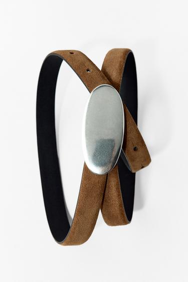 CINTURÓN PIEL HEBILLA OVALADA - Visón de Zara
