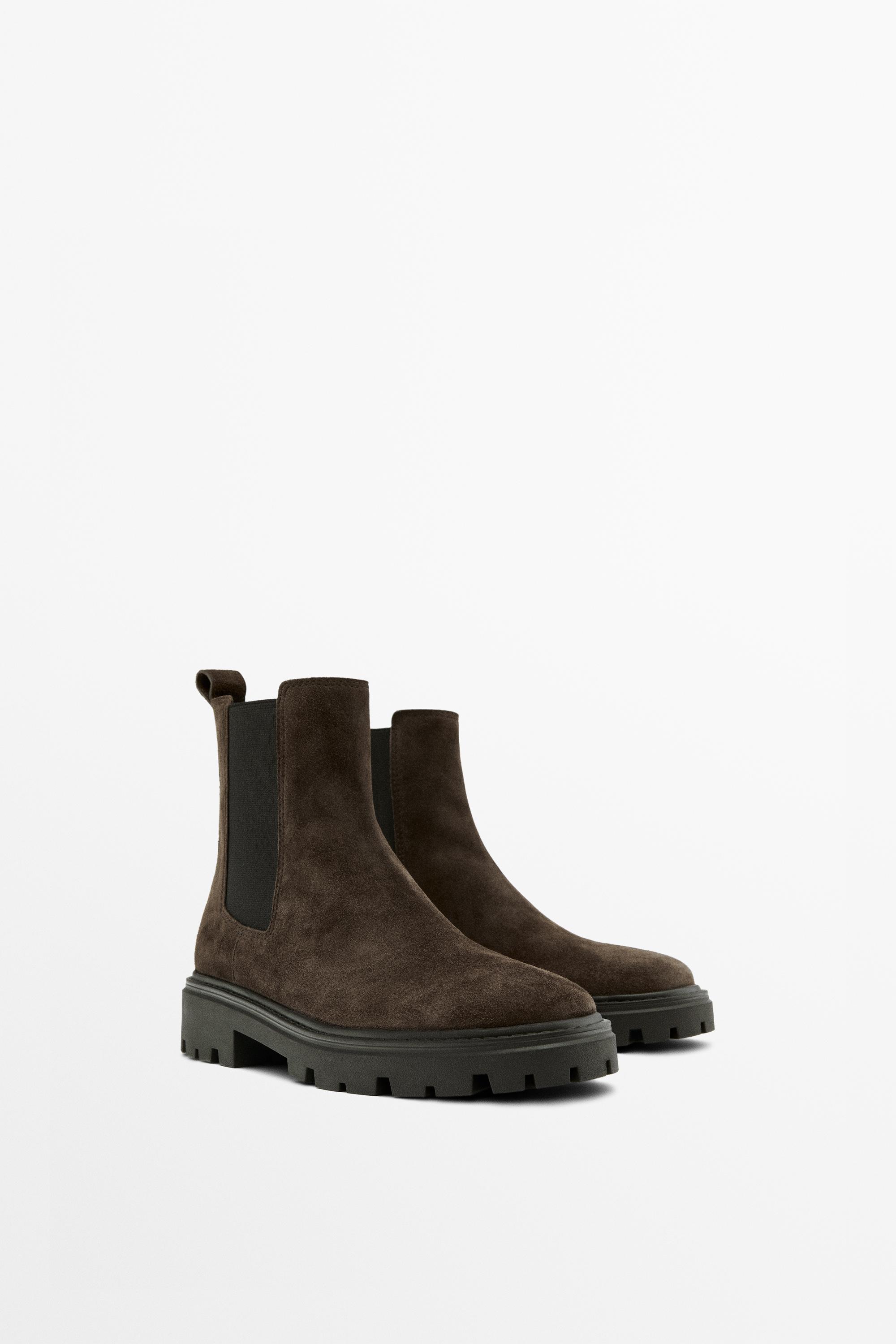 Bottines plates chelsea à semelle crantée