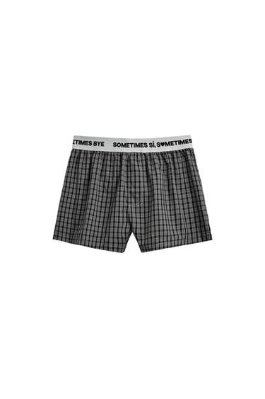Zara JACQUARD POPLIN BOXERS WITH WAISTBAND - Gray