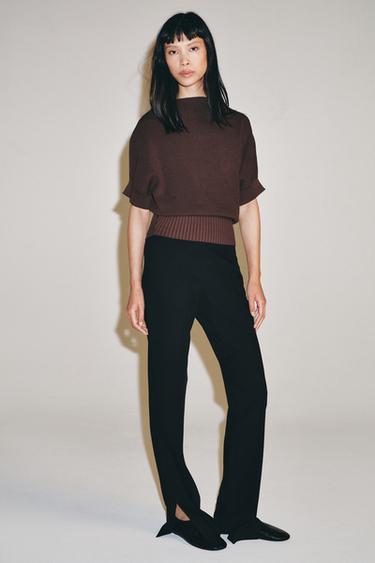 FITTED WAIST KNIT TOP - Brown by Zara