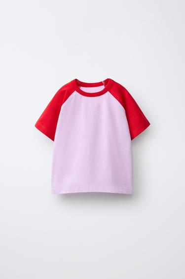 T-SHIRT UNI À MANCHES RAGLAN - Rouge de Zara