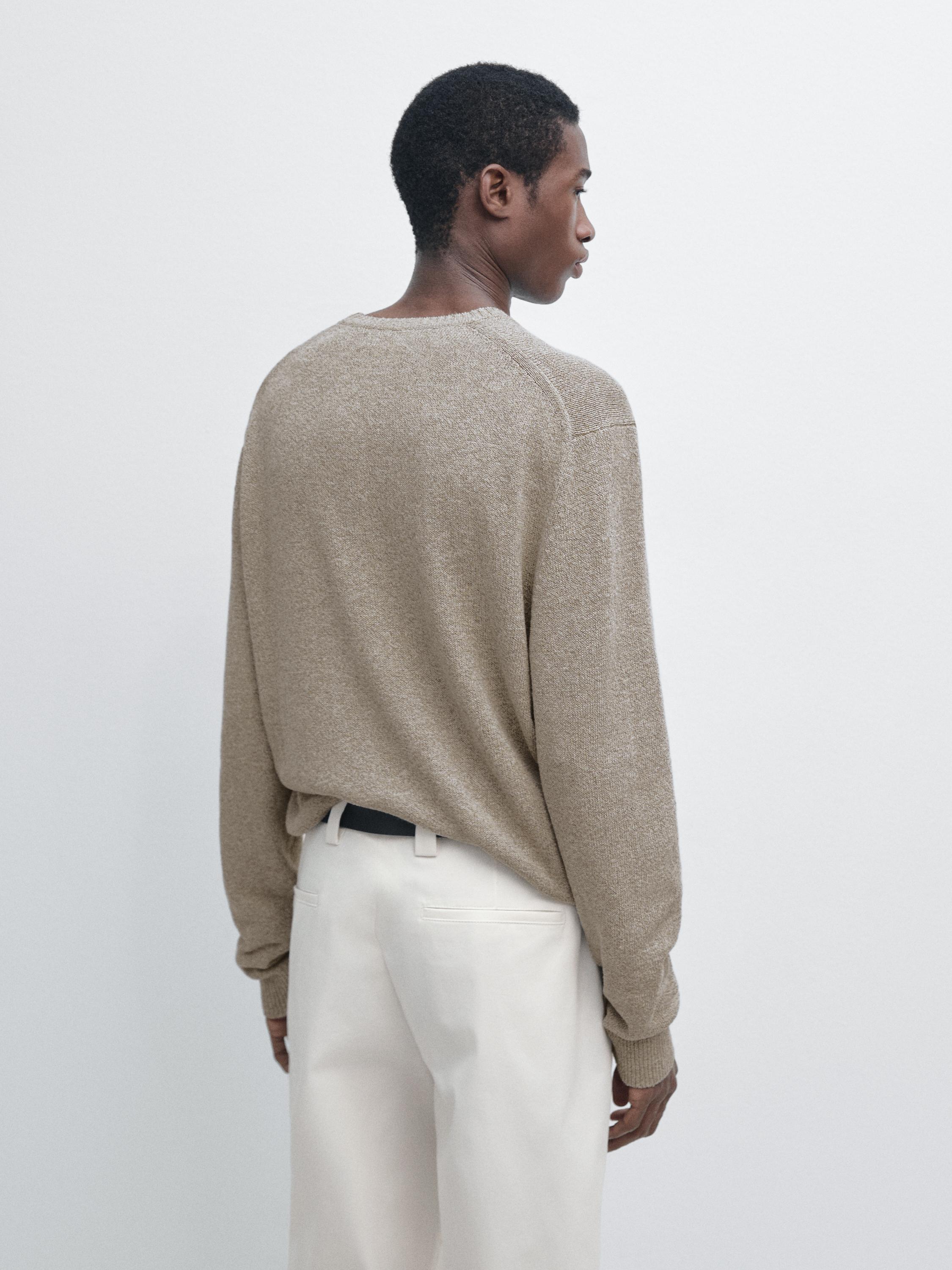 Pull en maille moulinée de coton et lin