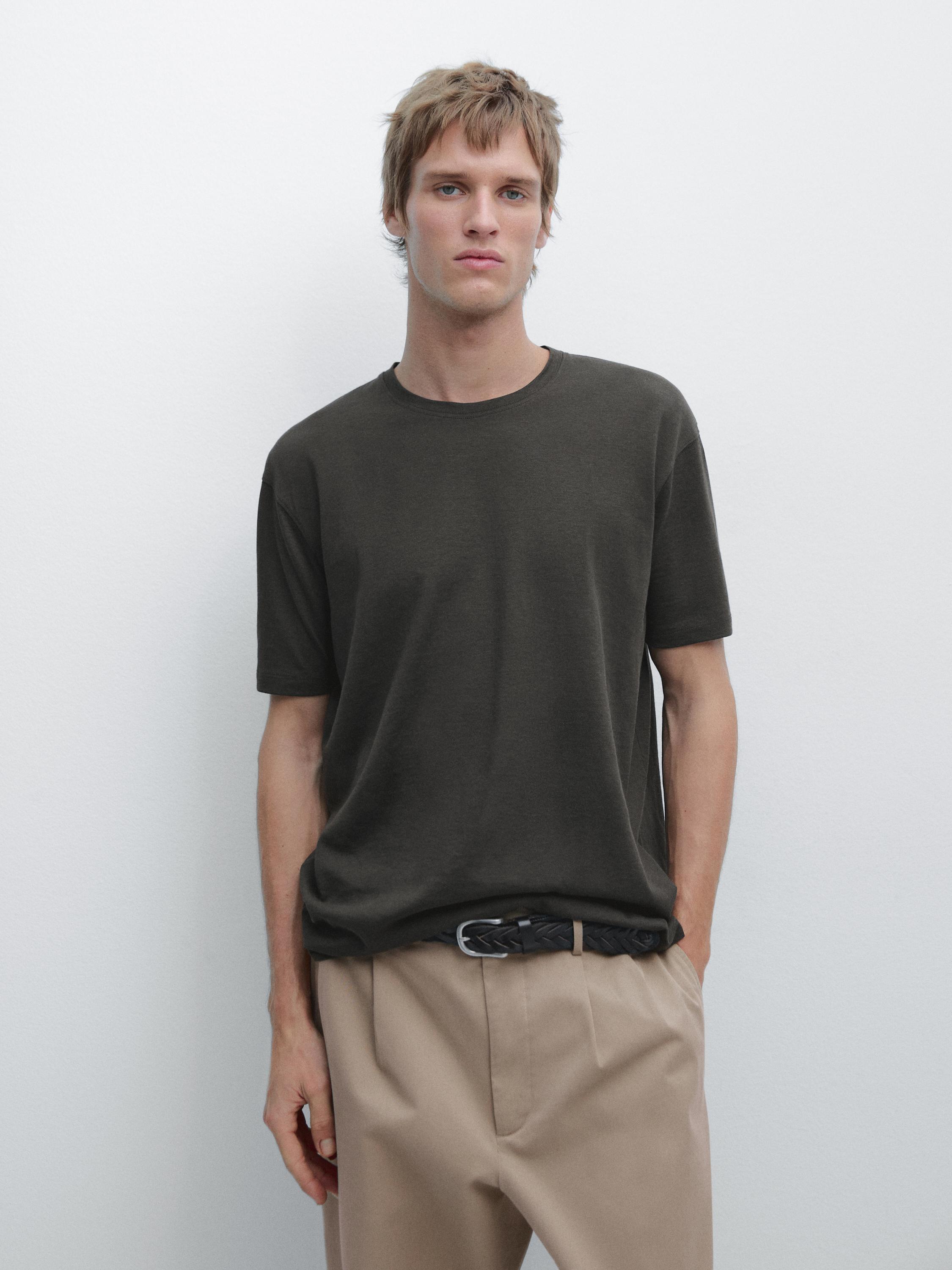 Short sleeve cotton blend T-shirt