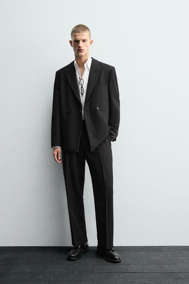 100% WOOL SUIT TROUSERS - Black by Zara