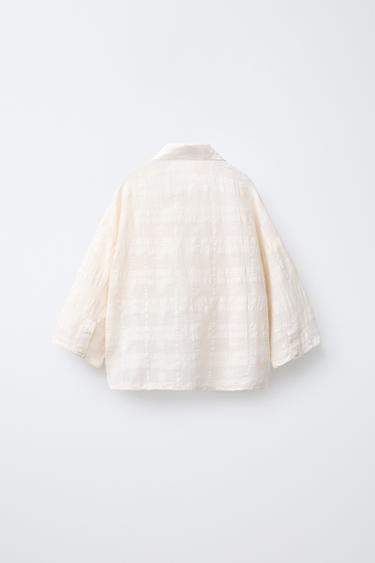 TEXTURED CHECK SHIRT - Ecru by Zara - Image 1