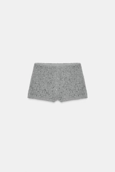 MINI FAUX FUR BEAD SHORTS - Grey by Zara