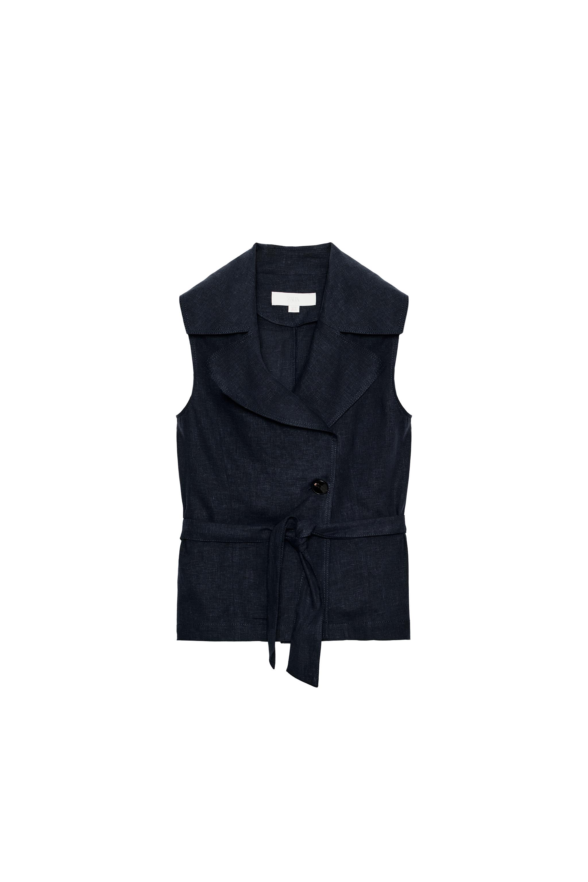 LINEN BELTED VEST