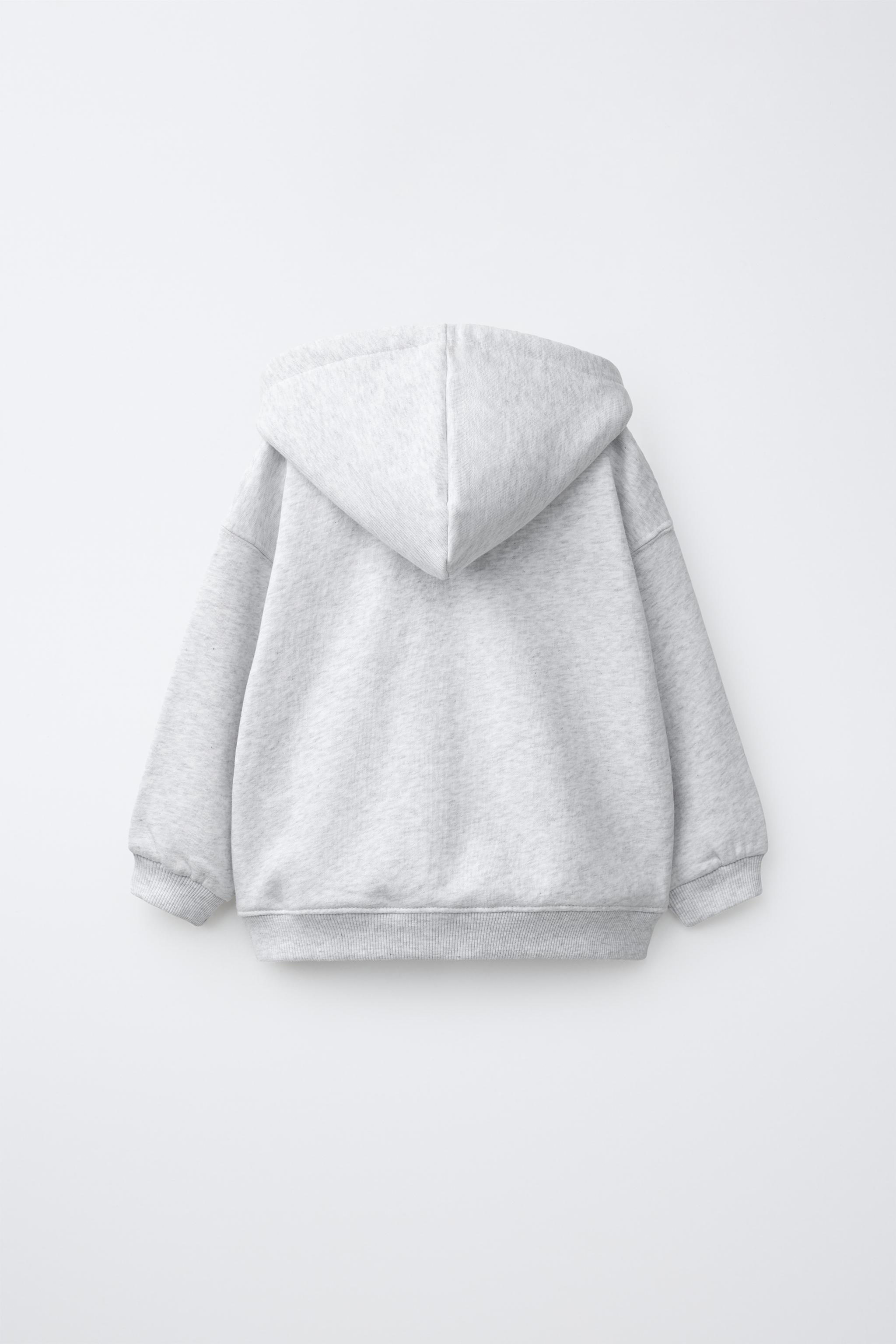 HOODED ZIP SWEATSHIRT — Gray marl