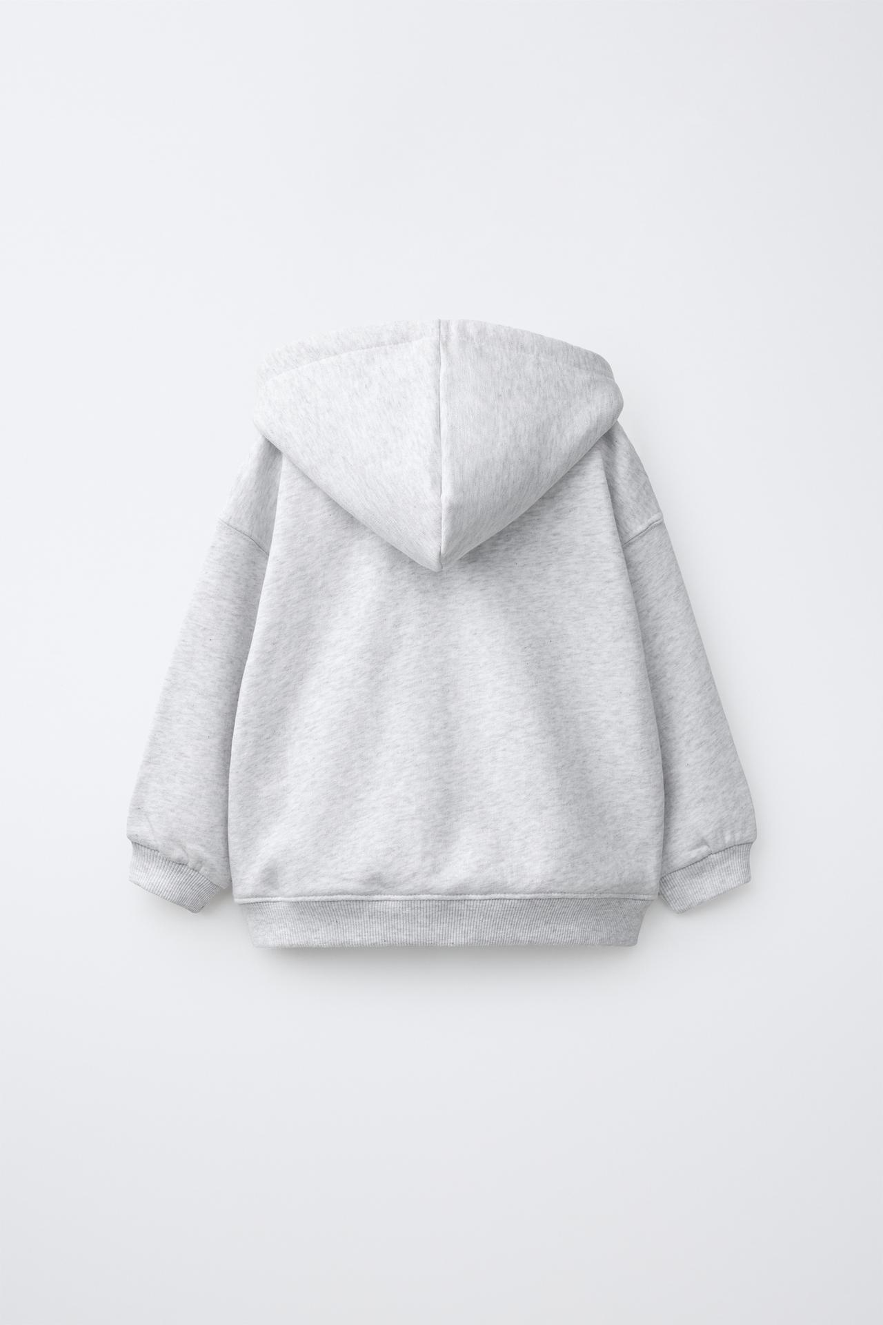 HOODED ZIP SWEATSHIRT — Gray marl