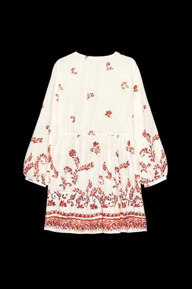 GEMUSTERTES MINIKLEID - Ziegelrot von Zara
