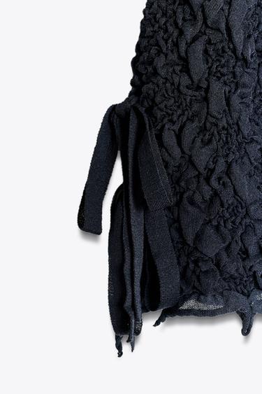 TEXTURED KNIT TOP WITH BOWS - Ink blue by Zara - Image 5