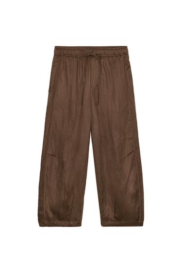 BALLOON PYJAMA-STYLE TROUSERS - Chocolate brown by Zara