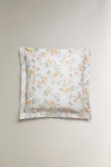 FLORAL SATEEN PILLOWCASE - Ecru by Zara - Image 2
