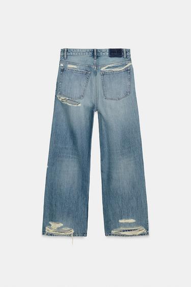 TRF RIPPED MID-WAIST BOYFRIEND JEANS - Blue by Zara - Image 8