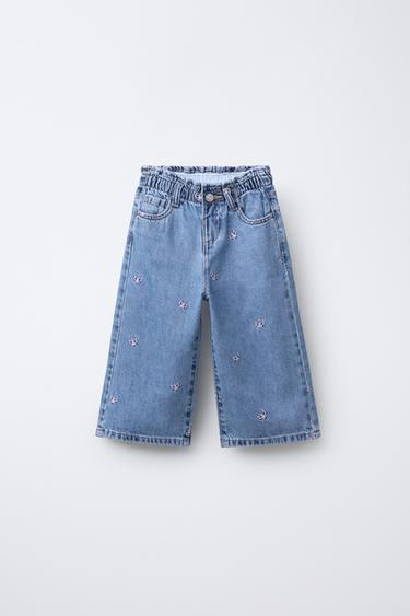 EMBROIDERED BUTTERFLY WIDE-LEG JEANS - Light blue by Zara