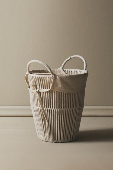 BATHROOM BIN WITH COTTON LINING - Ecru by Zara