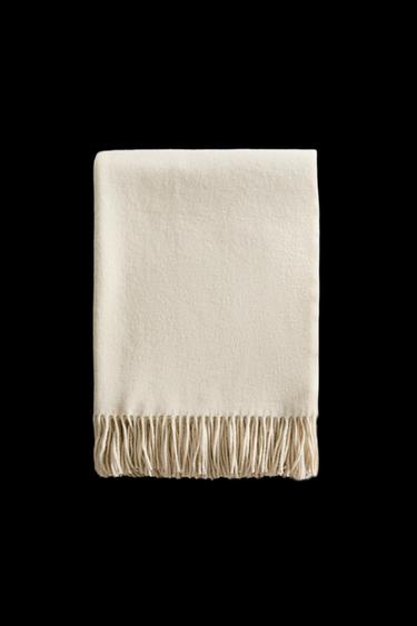 Zara WOOL BLANKET - Oyster-white