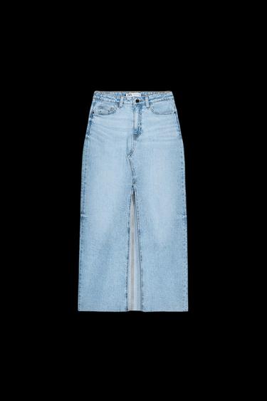 FALDA Z1975 MIDI DENIM - Azul claro de Zara - Imagen 0