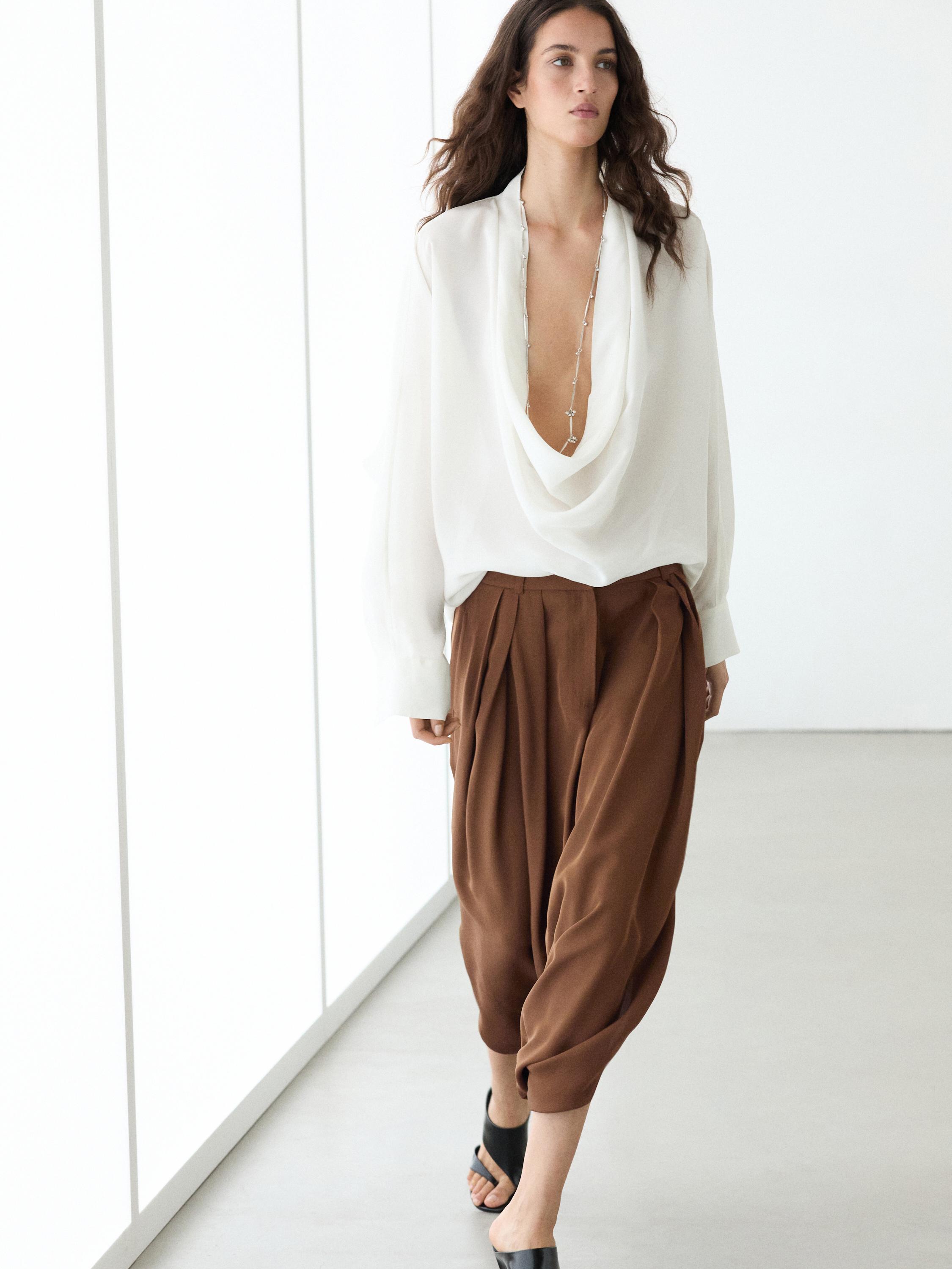 Flowing pleated skort — Champagne