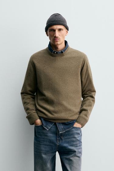 Zara 100% CASHMERE JUMPER - Green marl