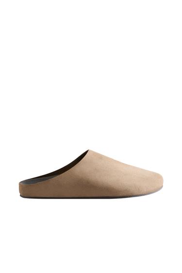 SABOT CUIR CROÛTE DE CUIR - Gris taupe de Zara