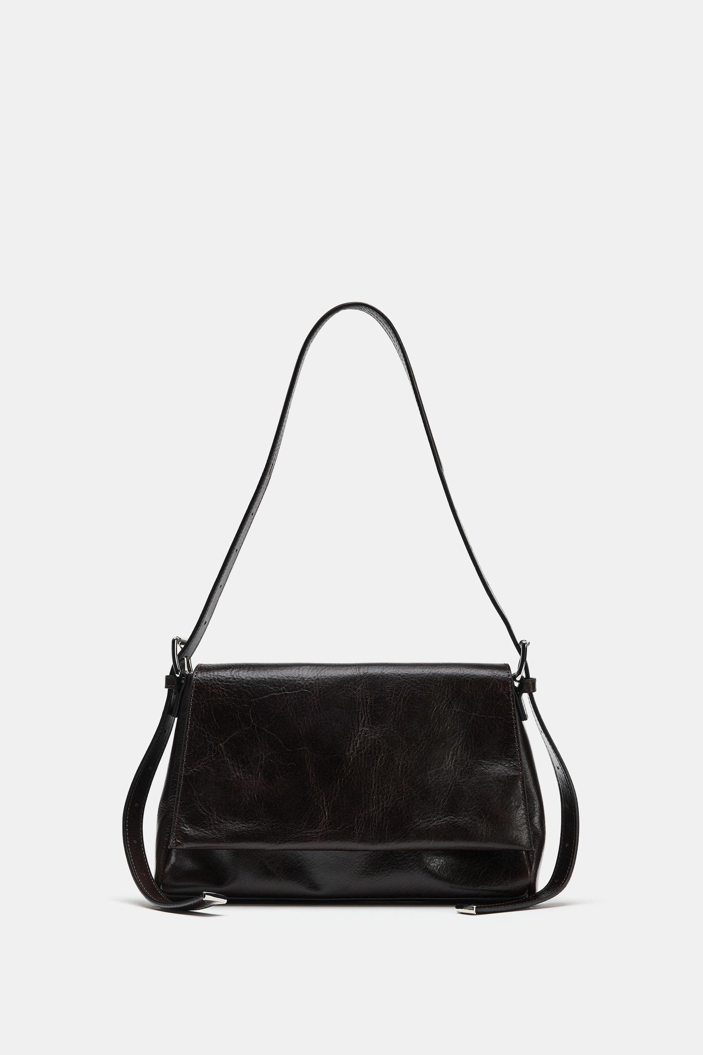 Женская сумка Zara Leather Flap Shoulder, цвет: Коричневый — фото 3