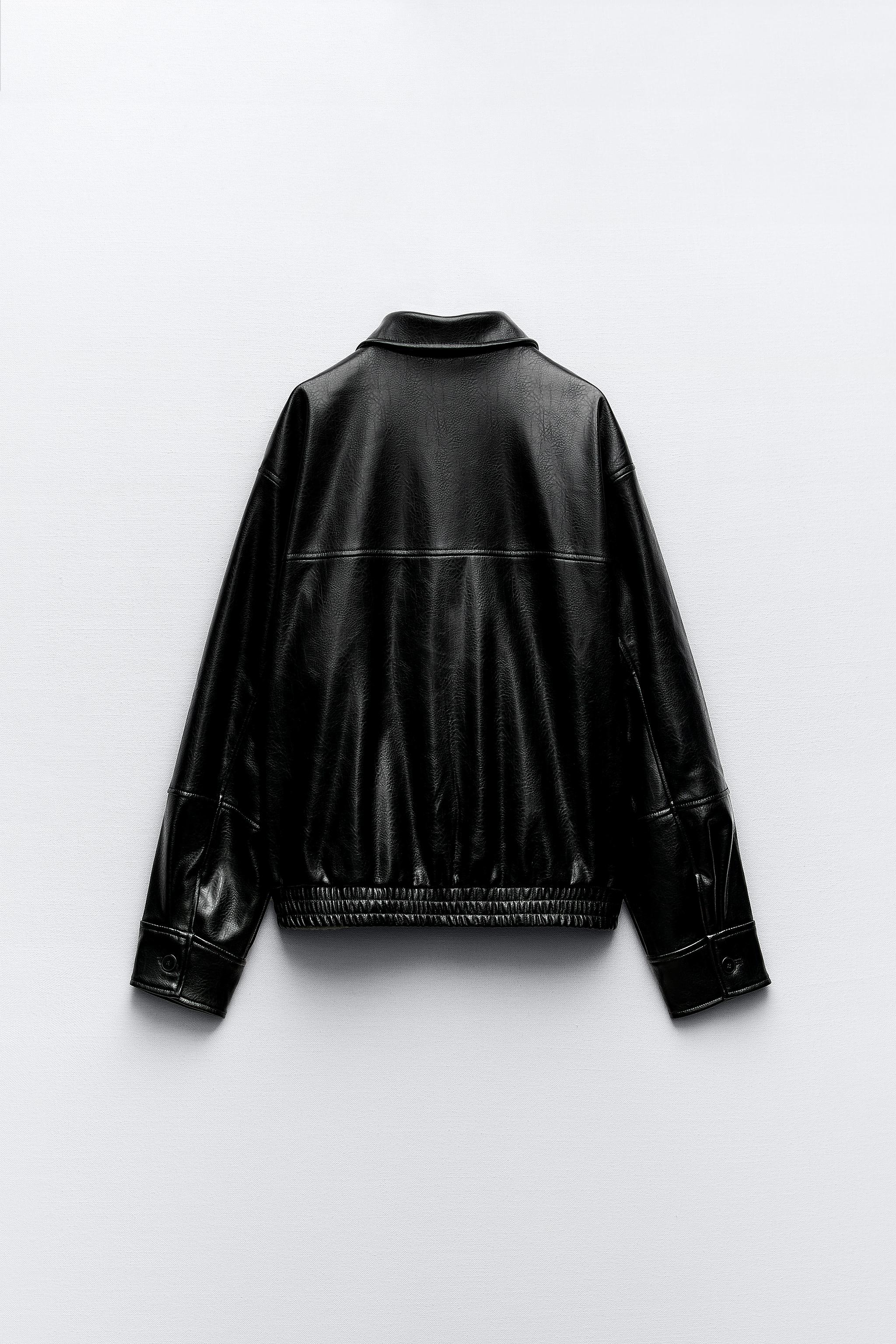 Zara black cheap aviator jacket