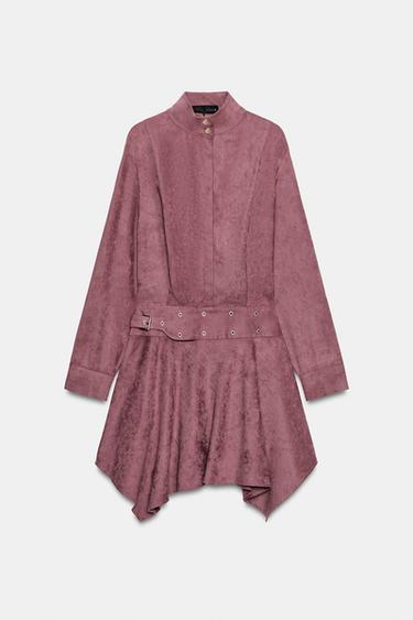 VESTIDO CORTO ASIMÉTRICO EFECTO ANTE - MARSALA de Zara