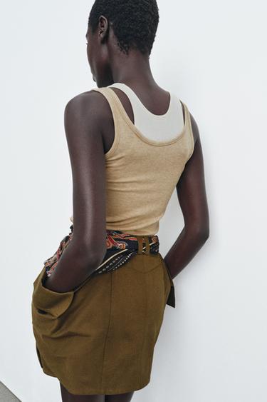 DOUBLE-LAYER STRAPPY TOP - Ecru / Beige by Zara - Image 2