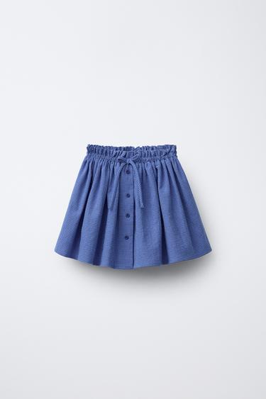GINGHAM CHECK BERMUDA SKORT - Cornflower blue by Zara