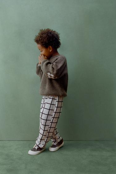 Zara PLETENI PULOVER S POJAČANJIMA ZA LAKTOVE – zeleni lapor