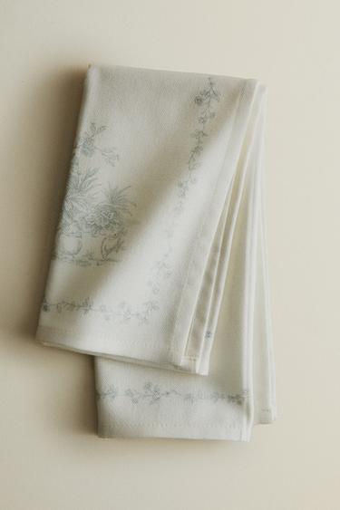 SERVIETTER I BOMULD MED TOILE-PRINT (PAKKE MED 2 STK.) - grønlig fra Zara