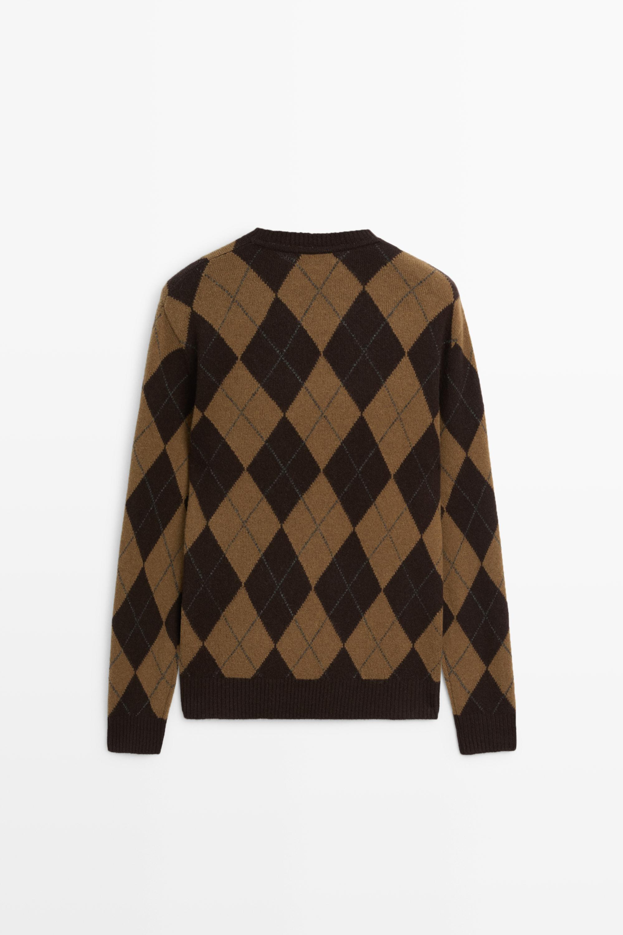 Pull à losanges en maille 100 % laine