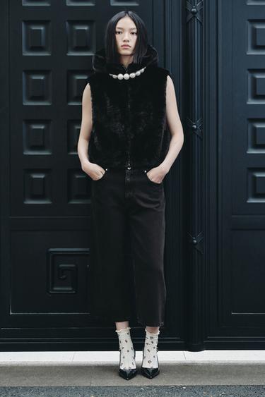 Zara 中腰牛仔短褲 - 黑色