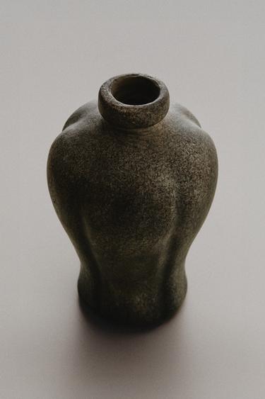 GELIJKMATIGE TERRACOTTA VAAS - Kaki van Zara