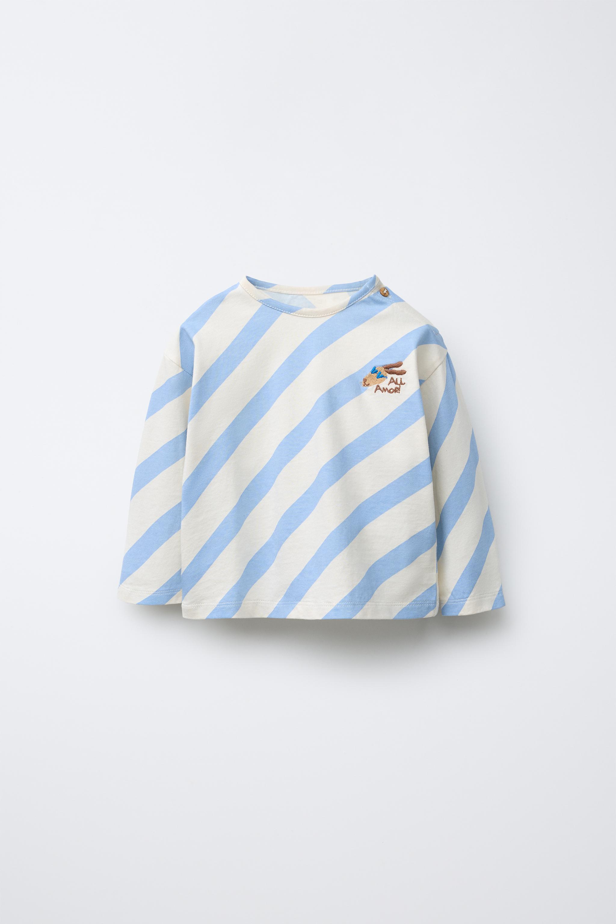 ［ZARA］ストライプ柄刺繍入りTシャツ 01716670902-e2.jpg?ts=