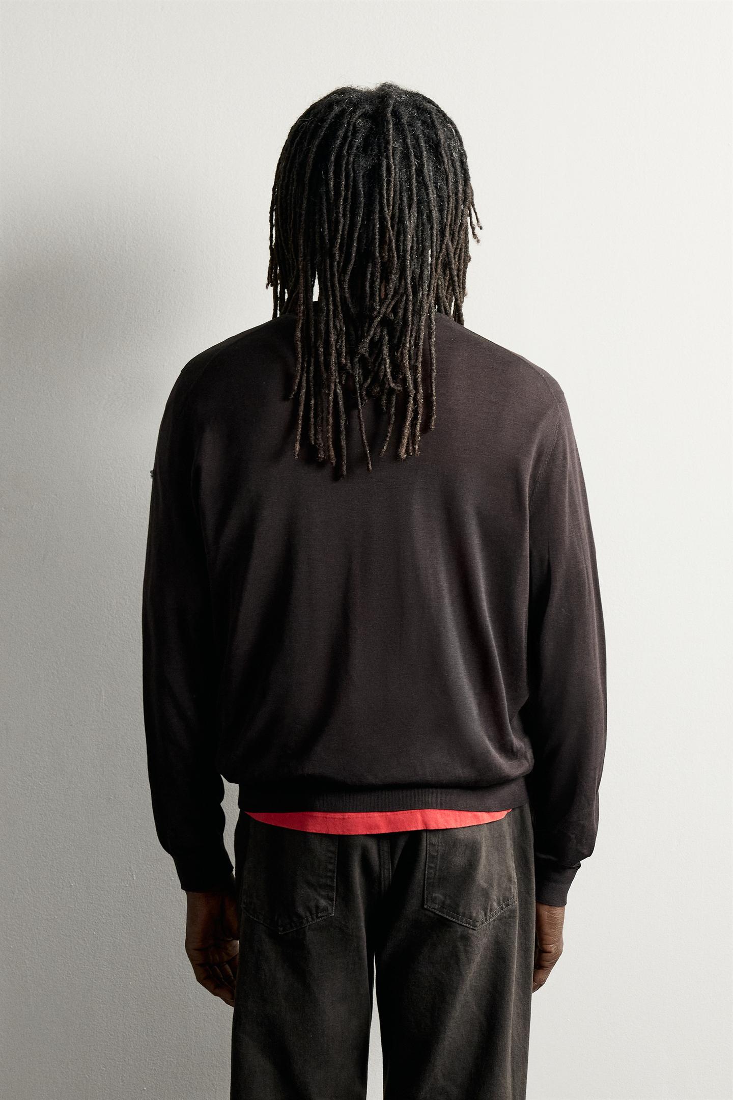 Мужской свитер Zara Lightweight 100% Silk Sweater Aaron Levine, цвет: Шоколадный — фото 3
