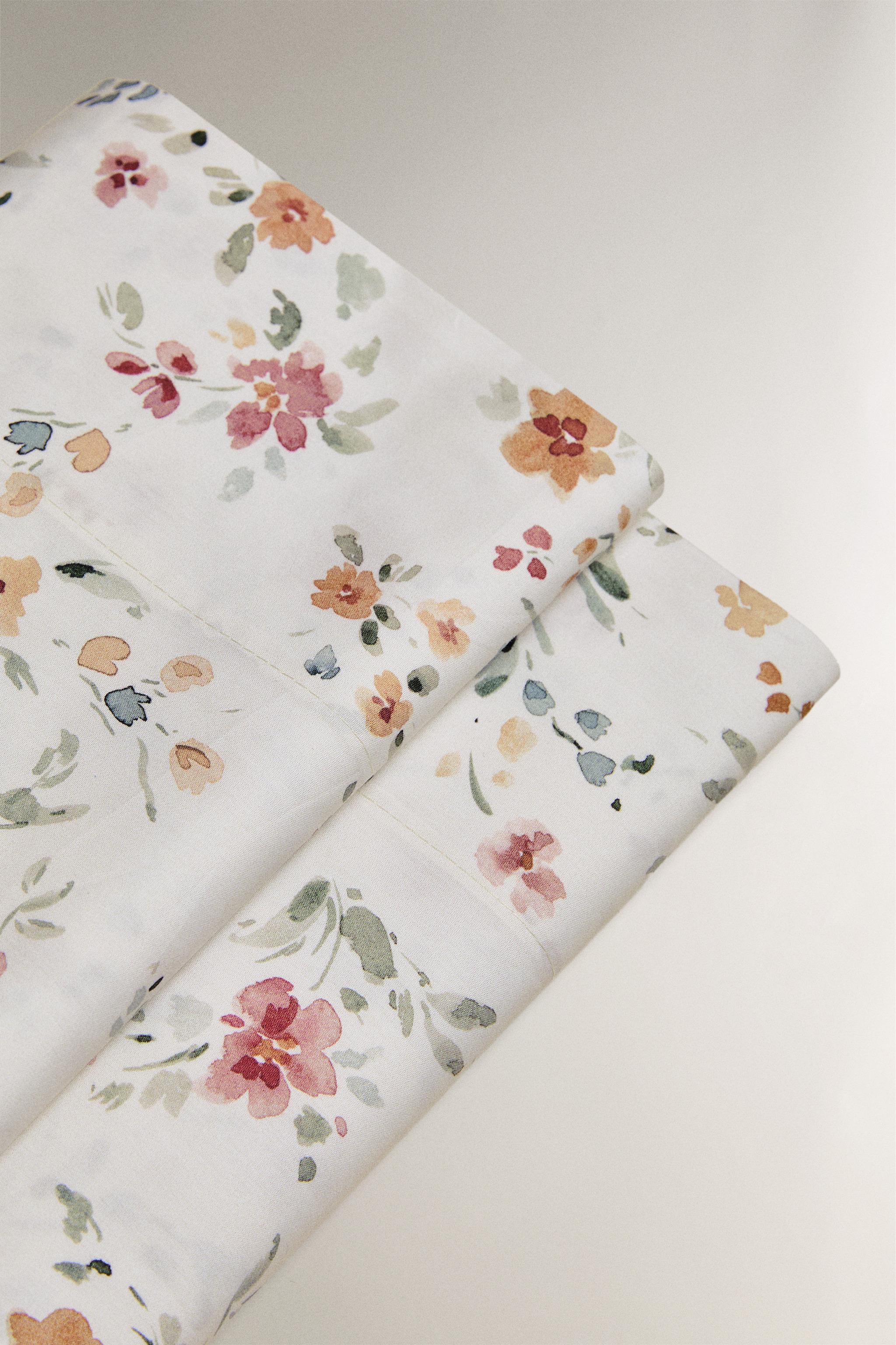 FLORAL PERCALE COTTON FLAT SHEET (200 THREAD COUNT)