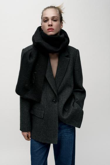 RHINESTONE KNIT SCARF - Black by Zara