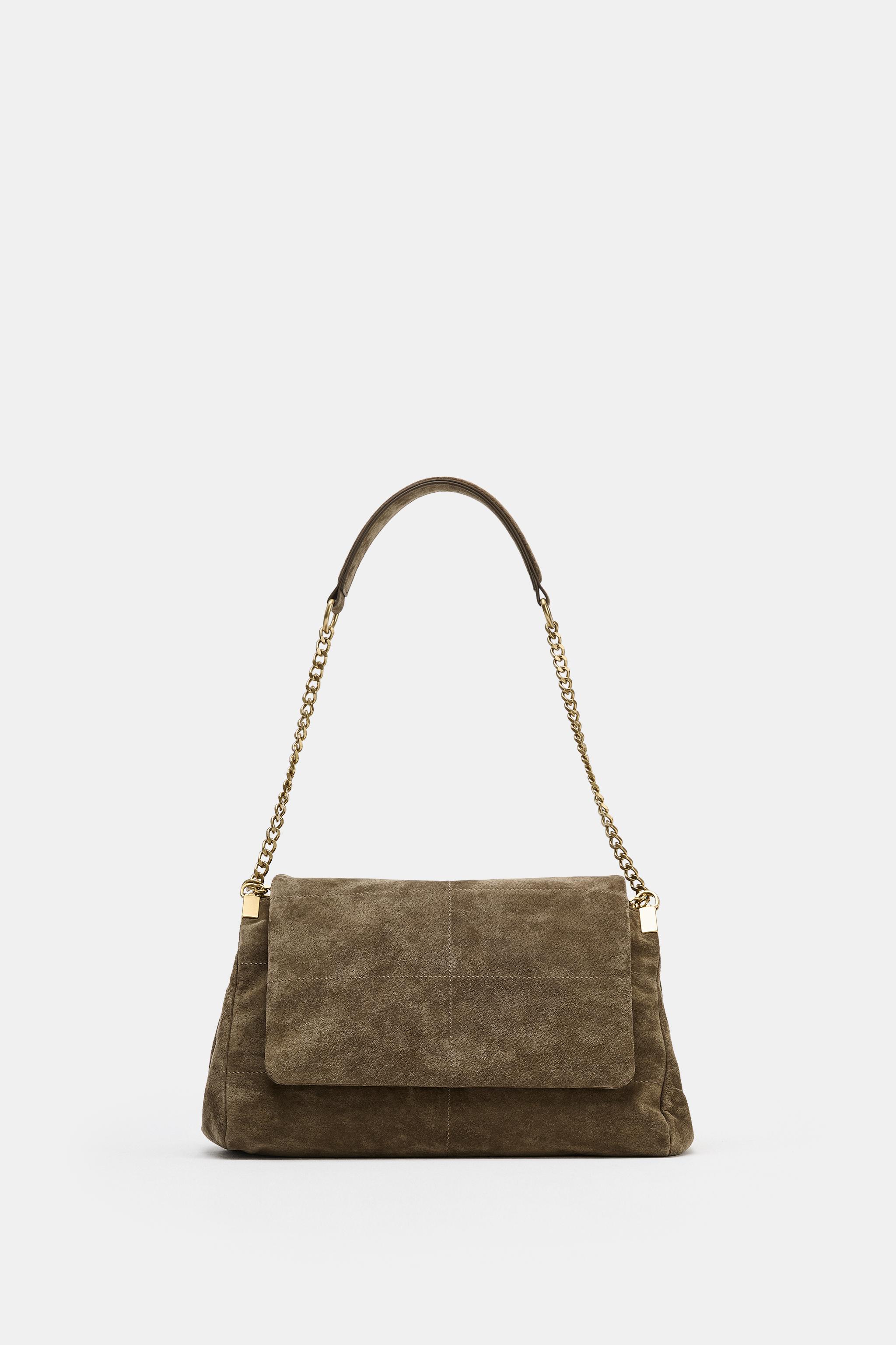 LEATHER FLAP SHOULDER BAG — 