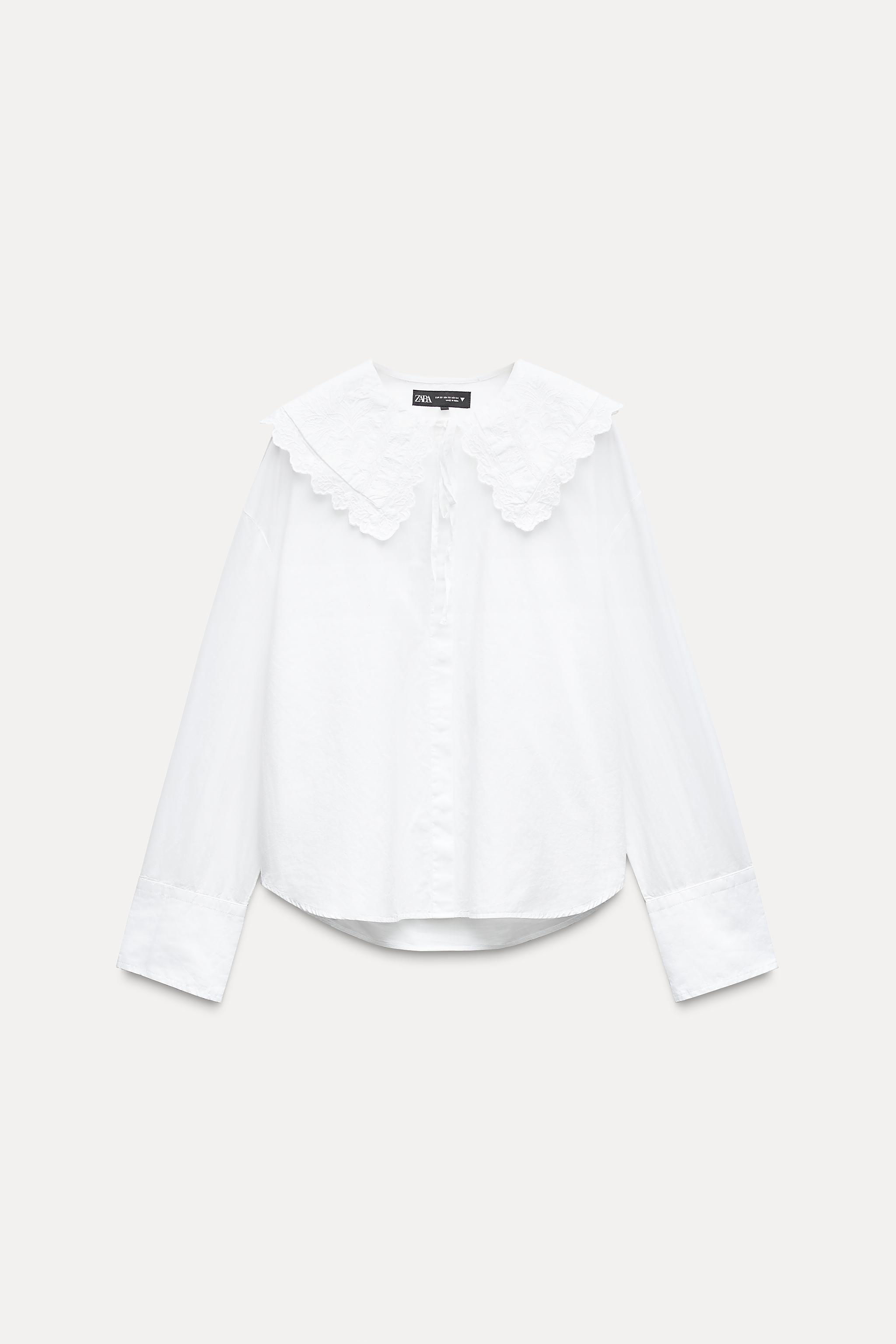 BIB COLLAR POPLIN SHIRT - White | ZARA United States