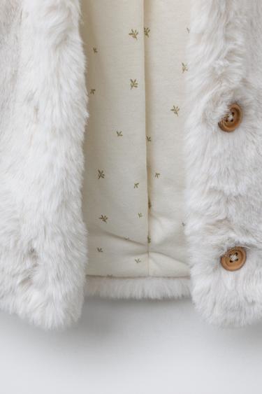 BLOUSON À CAPUCHE EFFET FOURRURE - Écru de Zara - Image 3