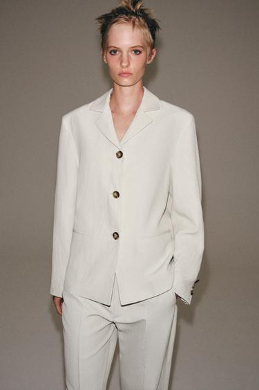 GERADER LEINENBLAZER ZW COLLECTION - Eis von Zara