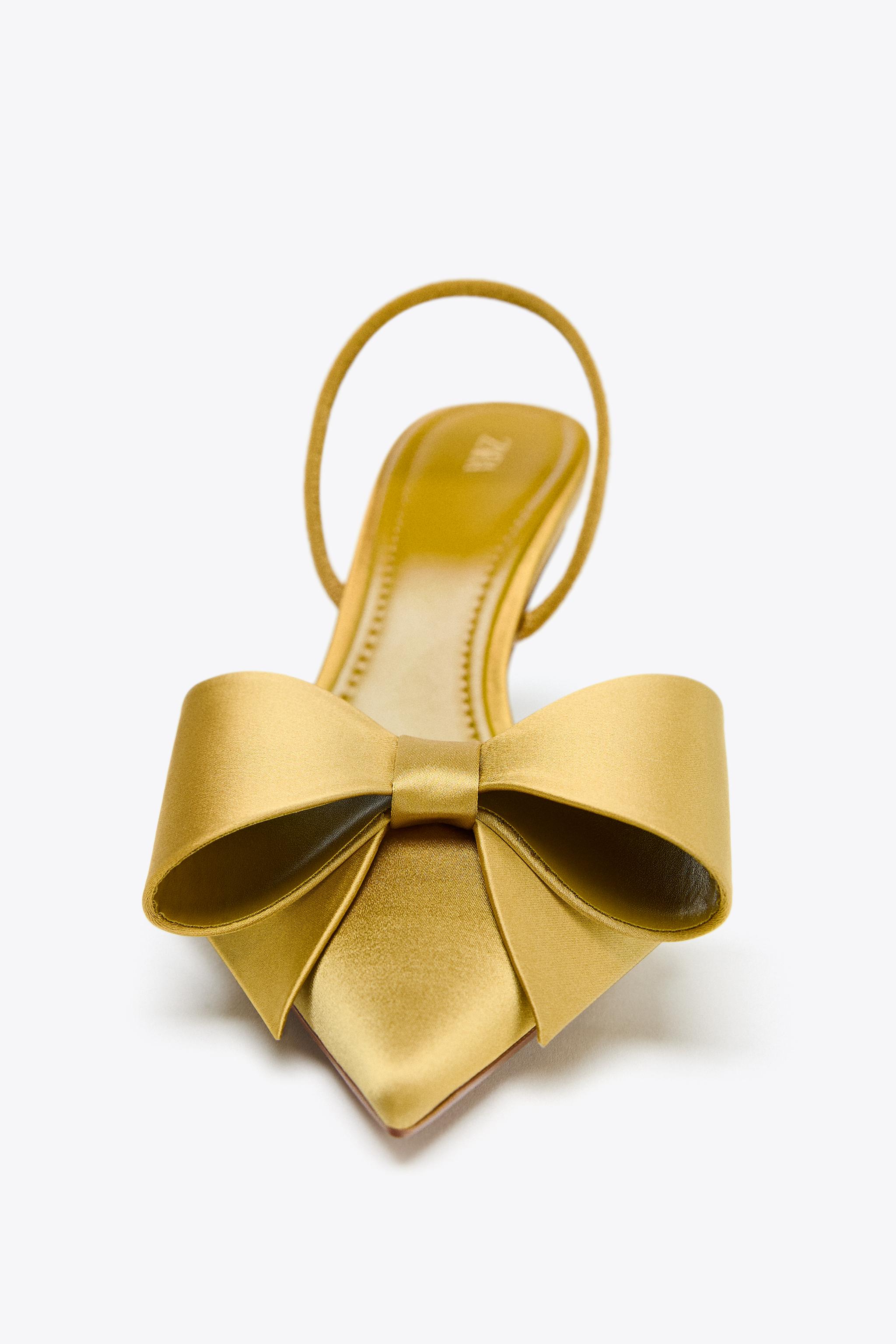 SATIN-EFFECT SLINGBACK HEELS
