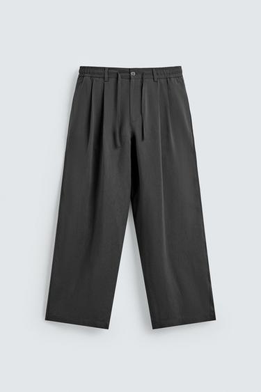 FLOWING PLEATED TROUSERS - Grey by Zara