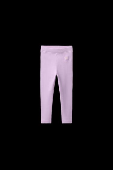 RIBBED LEGGINGS WITH LABEL - Pastel mauve by Zara