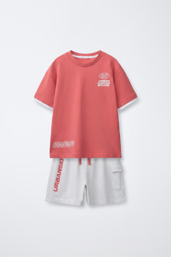 6-14 AÑOS/ PIJAMA DOBLE MANGA ESTAMPADO TEXTO - Rojo de Zara - Imagen 0